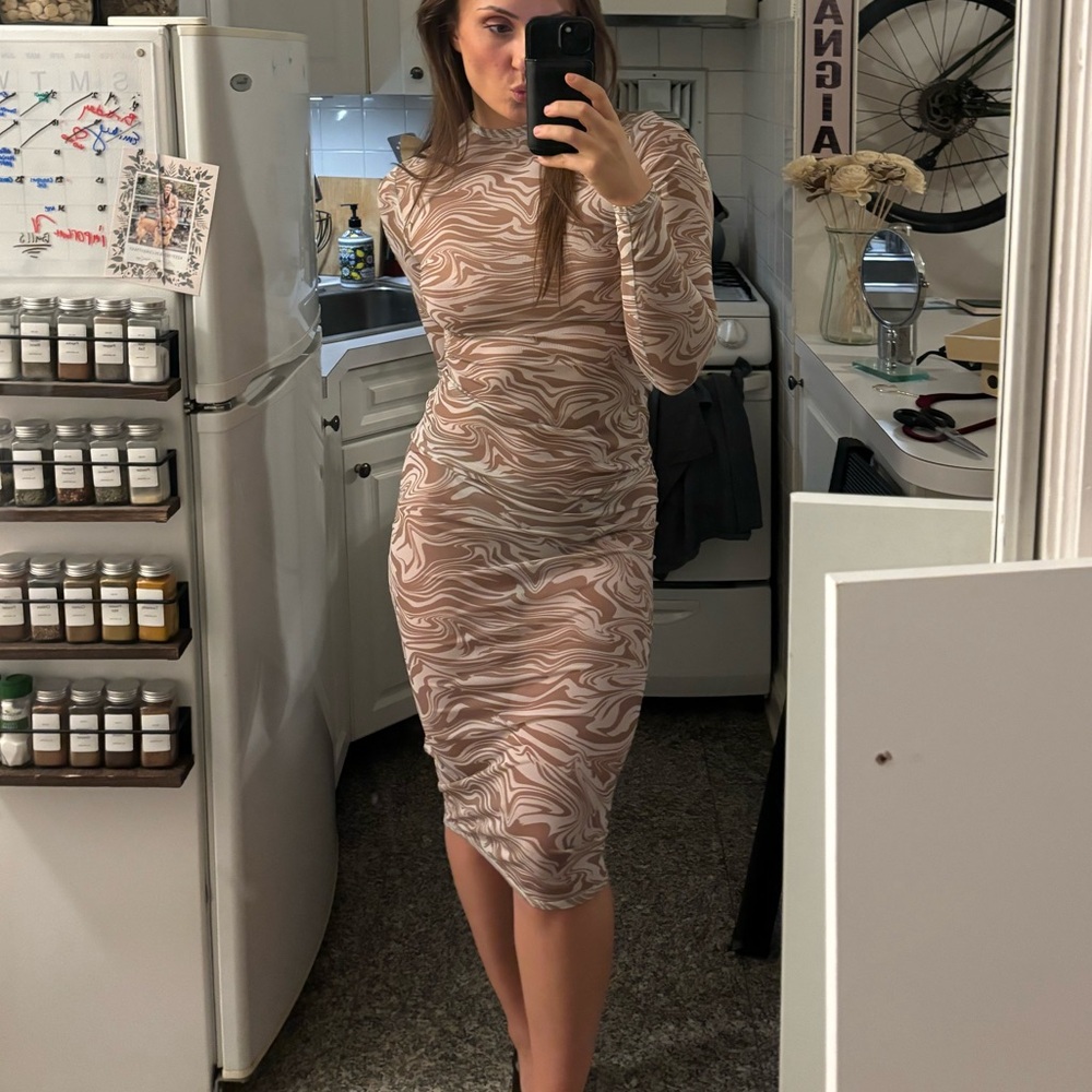 Meshki Mia mesh long sleeve midi dress